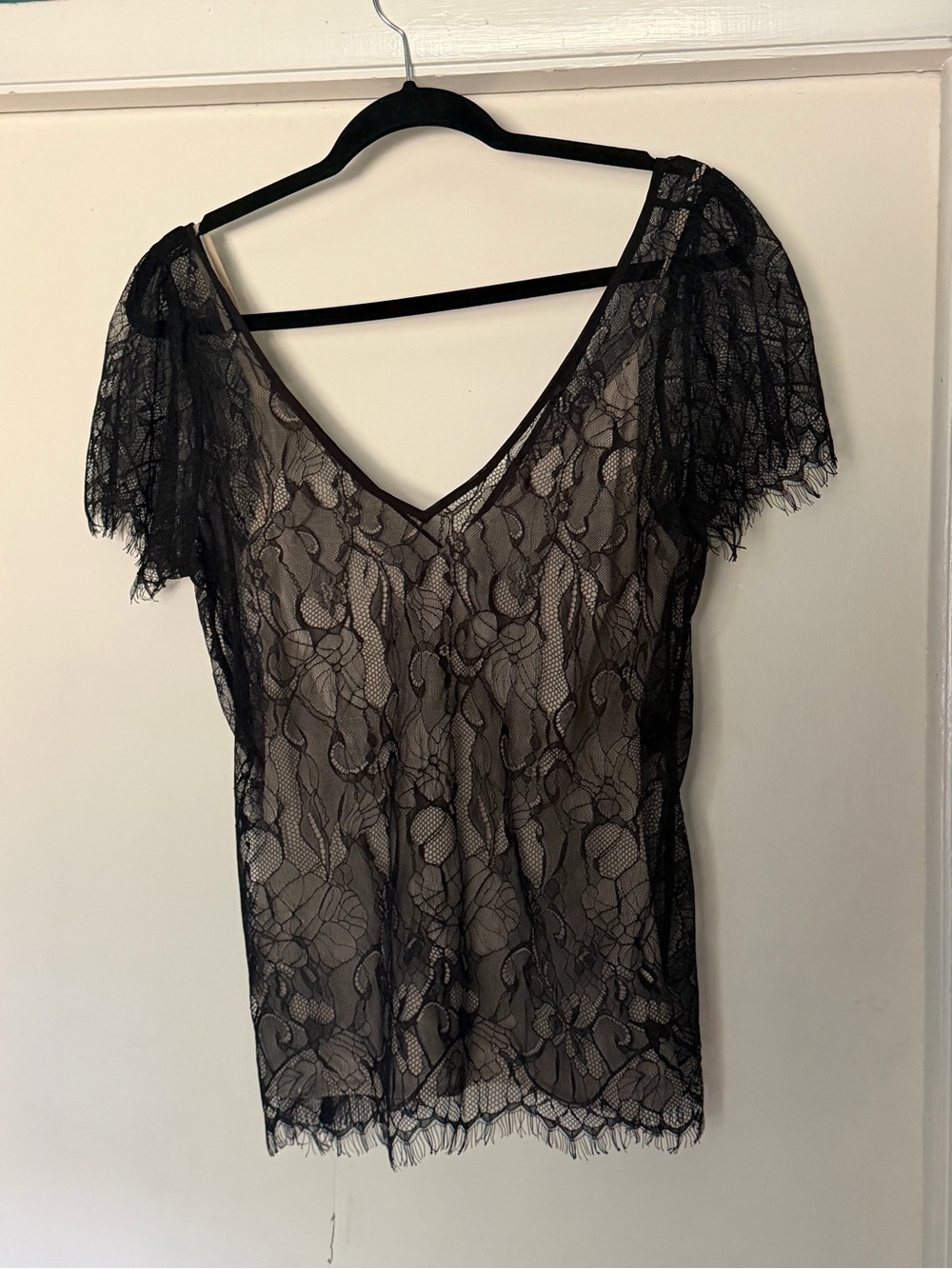 Delicate Black Lace V-Neck Chemise Top